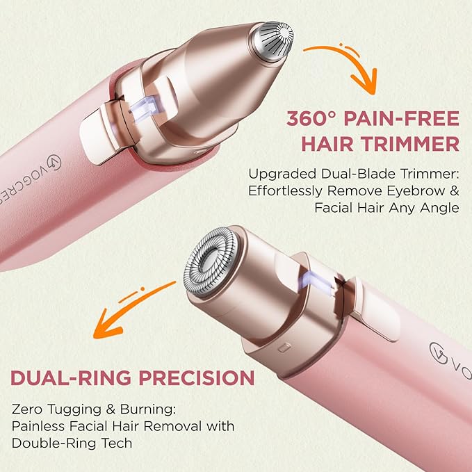 Rechargeable Facial Hair Remover for Women: 2 in 1 Electric Eyebrow and Facial Hair Remover - Suitable for Middle-aged Women’s Eyebrow, Chin, and Cheek Trimming - with Built-in LED Light(Pink)