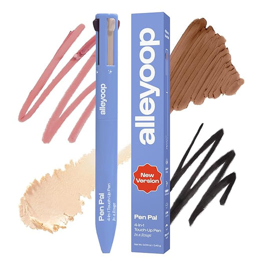 Alleyoop Pen Pal 4-in-1 Makeup Pen - Comes with Eyeliner, Highlighter, Lip Liner, and Eyebrow Pencil - Touch Up On the Go - Cruelty-Free, Vegan (In A Rouge (Light))