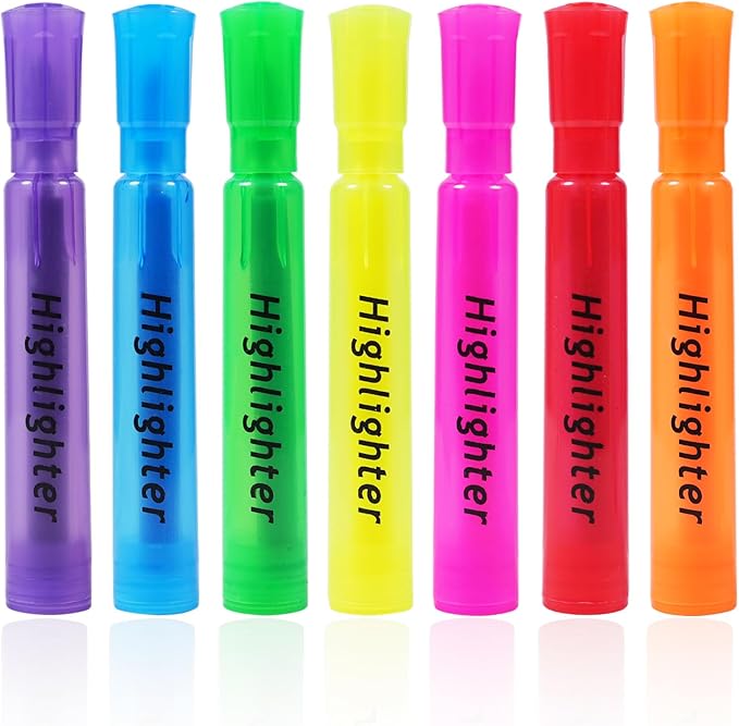Aesthetic Highlighters 7 Pcs, Tank Style Highlighters Pastel Color, No Bleed Bible Highlighter Assorted Colors, Chisel Tip, Office School Supplies