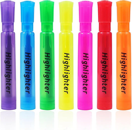 Aesthetic Highlighters 7 Pcs, Tank Style Highlighters Pastel Color, No Bleed Bible Highlighter Assorted Colors, Chisel Tip, Office School Supplies