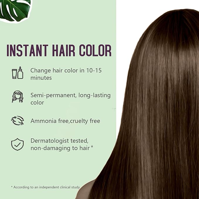 Dark Brown Hair Dye Shampoo, Hair Color Shampoo for Women Men, Covers Gray in Minutes, Coconut Dye Shampoo, Long Lasting Brown Hair Dye, Champu Para Canas, Easy to Apply 16.90 Fl Oz