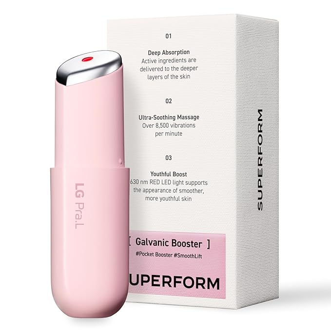 Superform Galvanic Booster Blush Pink, 1min booster for ageless skin, anti-aging and firming pocket booster, glow on the go, Korean skincare, Gifts, Stocking Stuffers for Women