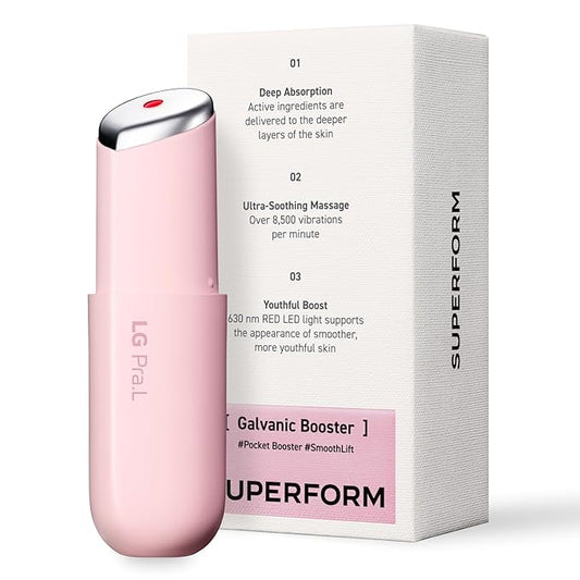 Superform Galvanic Booster Blush Pink, 1min booster for ageless skin, anti-aging and firming pocket booster, glow on the go, Korean skincare, Gifts, Stocking Stuffers for Women
