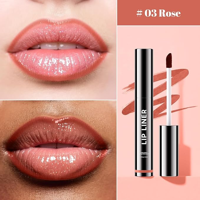 Lip Stain - Long Wear Tattoo Lip Liner, Waterproof & Transfer-proof Peel Off Lip Stain with Matte Finish, Lip Tint For All Skin Types, Great Gifts for Women (Rose)