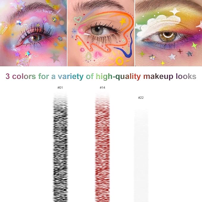 3 Colorful Eyeliner Pen Set, Eye Shadow Pencil, Pearl Eyeliner Kit Metallic Glitter Eye liner Pencil for Women Eye&Lip Liner Professional Eye Makeup Set Colorful Eye Color (3PCS C)