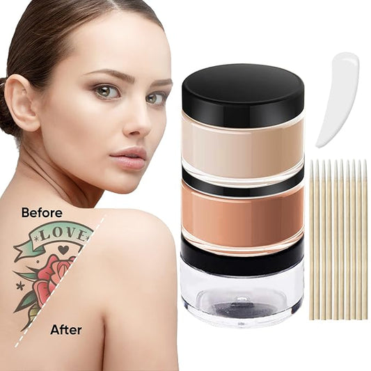 Tattoo Cover Up Makeup Waterproof, 2 Colors Full Coverage Concealer for Tattoos, Scars & Dark Spots, Sweatproof & Transfer-Resistant