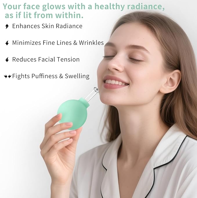 Meifuly Facial Cupping Set, 4 PCS Silicone Vacuum Suction Face Massage Cups, Skin Tightening Kit for Eyes, Face and Body (Green)