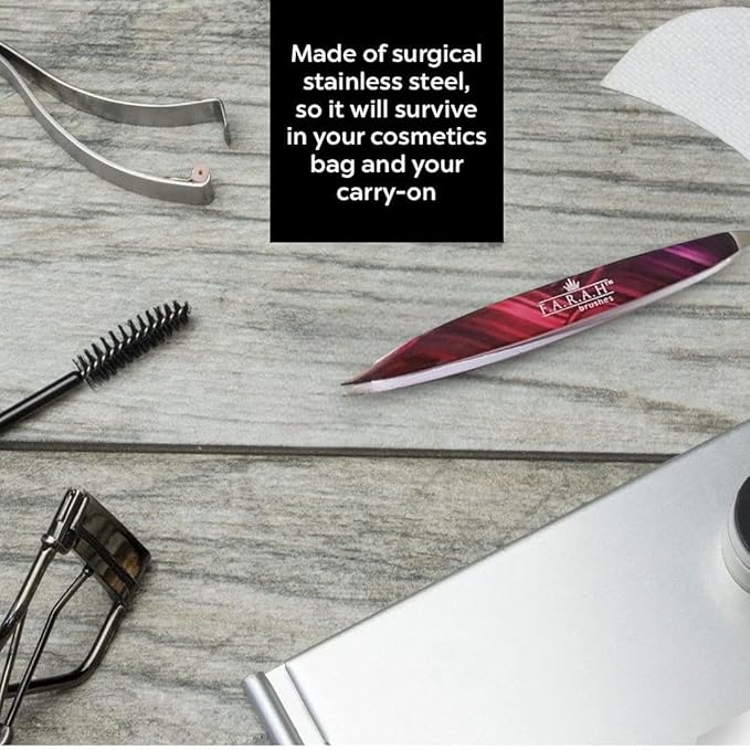 F.A.R.A.H. Z-Tweeze Professional Galaxy Magenta Stainless Steel Dual Ended Precision Tweezers with Slanted and Pointed Tips