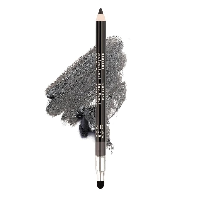 Radiant Professional Waterproof Eyeliner Pencil - Eyeliner Waterproof Smudge Proof for Woman - Long Lasting Under Eye Pencil for Smoky Eye - Soft Waterline Eye liner Smudger Tool, Pure Grey (02)