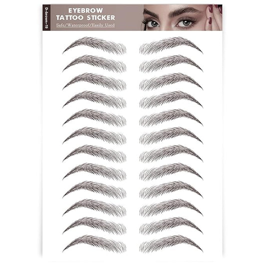 20 Sheets 240 Pairs Eyebrow Tattoo Sticker Waterproof 4D Hair-Like Natural Fake Tattoo Eyebrows Transfers Stickers Peel Off Brows Grooming Shaping Sticker in Natural LA Style,Dark Brown