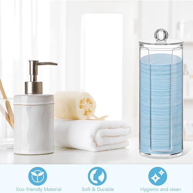 Sieral 120pcs Compressed Facial Sponges Disposable Natural Face Sponges Round Soft Pads with Container for Washing Face Cleansing Exfoliating Esthetician Makeup Removal Travel(Light Blue)