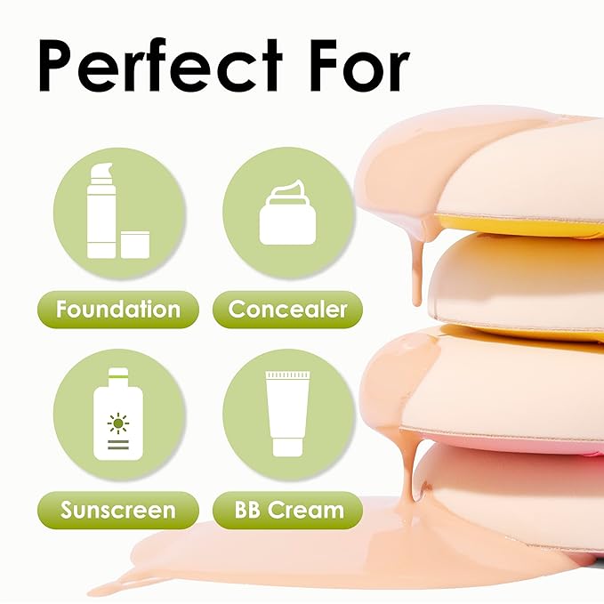 5Pcs Makeup Sponge For Foundation Concealer And Powder, Latex Free Blender Sponge For Natural And Easy Makeup Soft Long-lasting And Beginner-friendly, Green, Medium