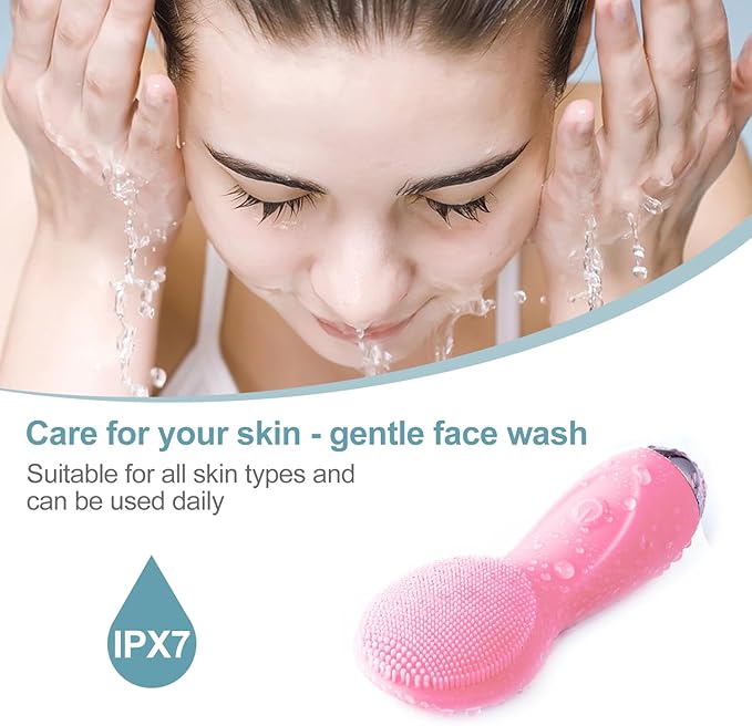 Facial Massager, Facial Cleansing Brush, Waterproof Rechargeable Portable Powerful Massage Cleaning ultrasonic face Washer, Facial Cleansing Tool, Suitable for Ladies Facial Exfoliation.