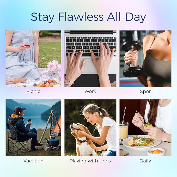 Press on Nails Kit 576 Pcs 24 Colors, Short Almond Glossy French Color Nail Tips With Nail Glue & Nail Tabs Stickers,Natural Fit Lightweight Nail Art for Women Girls