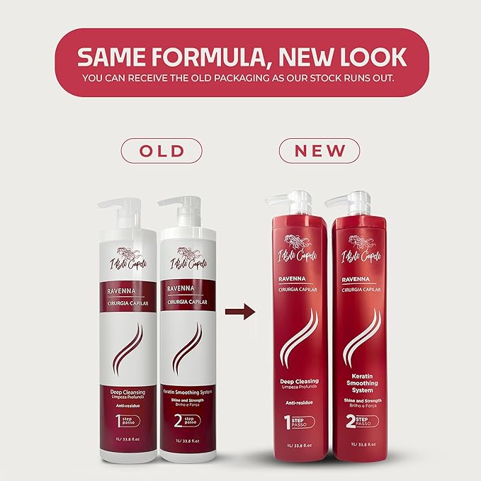 I Belli Capelli Ravenna Professional Keratin Hair B-tox -Cirugia Capilar para el Cabello, Smoothing, B-tox Hair Treatment, Celulas Madres Para el Cabello-Straightener System 3x1L 105.8oz