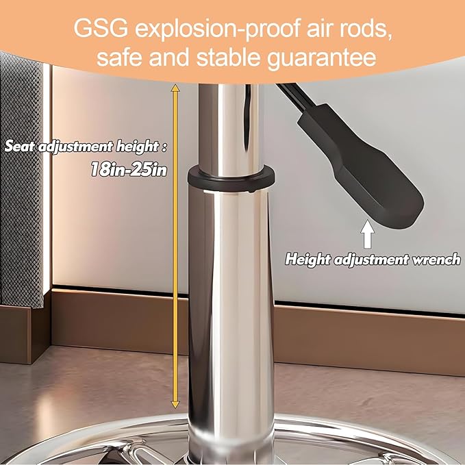 Urknall Round Rolling Stool on Wheels PU Leather - 400lb Capacity with Quiet Wheels, Ultra-Comfort Seat Stool with Wheels, 360° Swive Adjustable Height, for Salon Tattoo Work Home SPA Shop Use