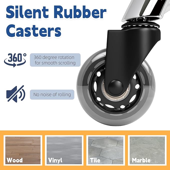 YEEZEE Rolling Stool Heavy Duty 400lb: Super Soft Seat Cushion,360° Swive,Height Adjustability,No Squeaky Noises,No Tip Over,New Upgraded Salon Stool Chair, Tattoo Facial Massage Spa Medical