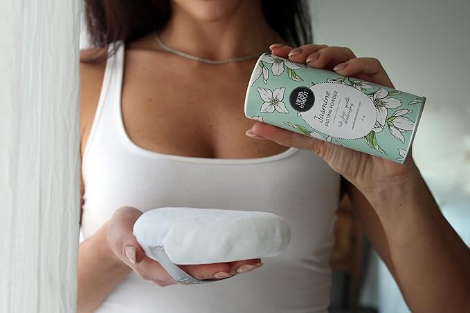 Jasmine Talc-Free Dusting Powder with Arrowroot & Oats - Soothing Body Powder for Women, Chafing, Deodorizing, Foot & Shoe Freshness