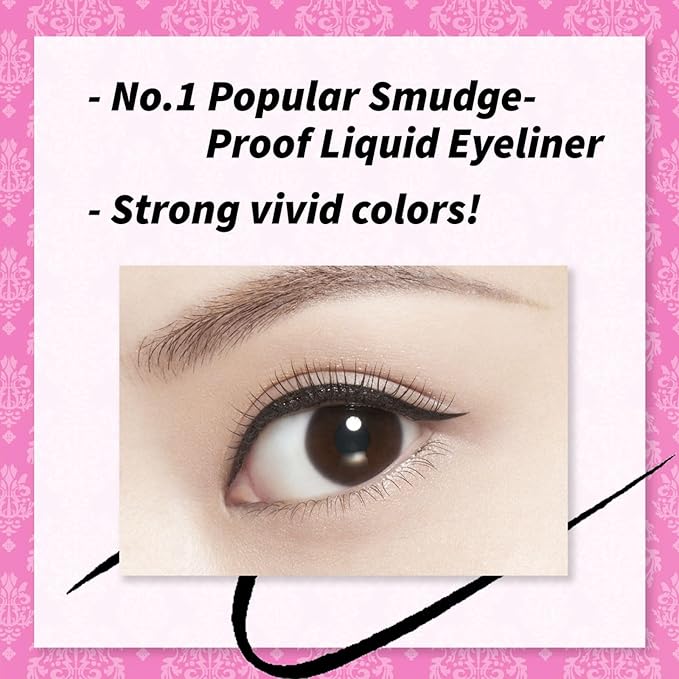 Heroine Make by KISSME Waterproof Eyeliner with Ultra-Fine 0.1mm Tip, Liquid Eyeliner Pen for Sensitive Skin, Cat Eye Liner for Long Lasting Wear, Made in Japan, Jet Black, 3 EA, SMOOTH
