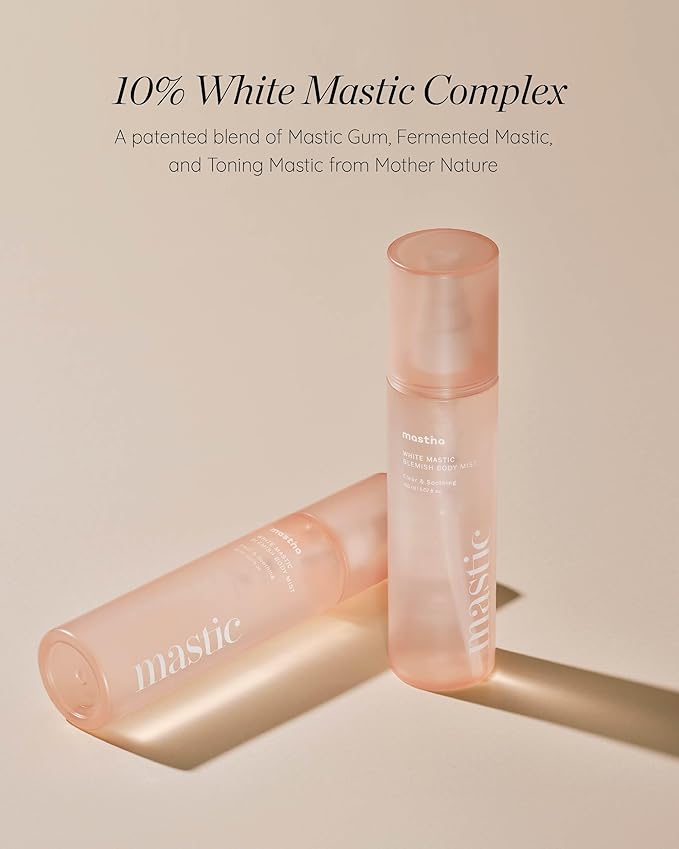 MASTINA White Mastic Body Mist (5.1fl oz) Soothes & Cools Body Spray Fermented Mastic Gum, Brightening & Hydrating Body Spray,Lightweight Moisture & Glow