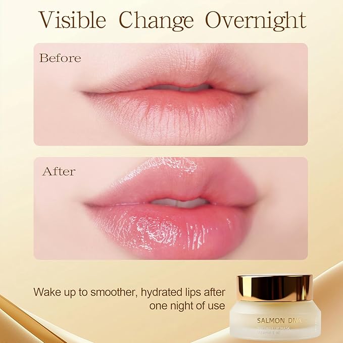 PDRN Lip Sleeping Mask Glow Balm with Salmon PDRN & Collagen - Deep Hydration, Non-Sticky Overnight + Daily Lip Care, Moisture Lock for Dry, Chapped Lips, Korean Skincare with Salmon DNA