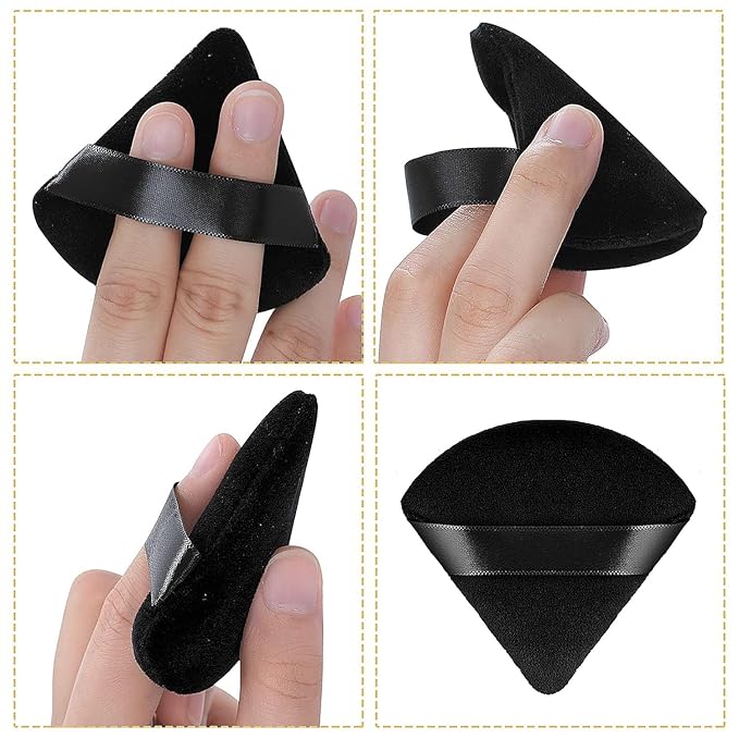 2 Pieces Powder Puffs, Softer and More Skin-Friendly Velour Triangle Makeup Puff, Repeatable for Applying Loose or Pressed Powders Beauty Makeup Tools 10272