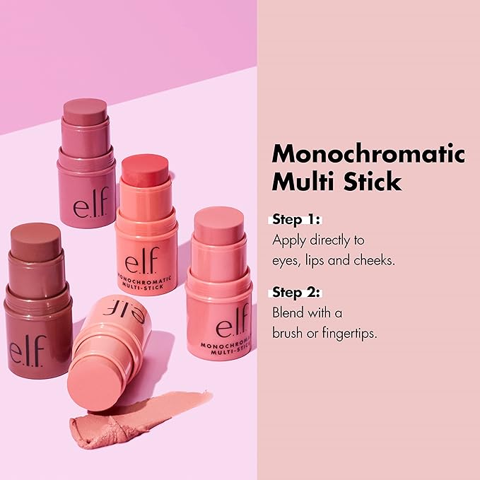 e.l.f. Monochromatic Multi Stick, Luxuriously Creamy & Blendable Color, For Eyes, Lips & Cheeks, Glowing Mango, 0.17 Oz