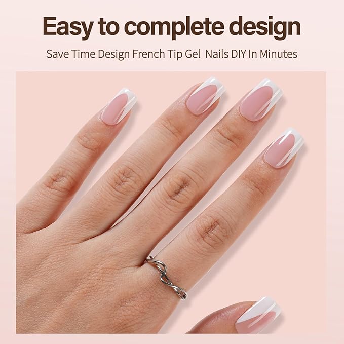 Vansiho Deep French Gel Nail Tips, 150Pcs Short Square Gel Nail Tips, Pink French Tips Press on Nails, Soft Gel Nails French Square Gel Tips, Fake Nails for Nail Art DIY 15 Sizes