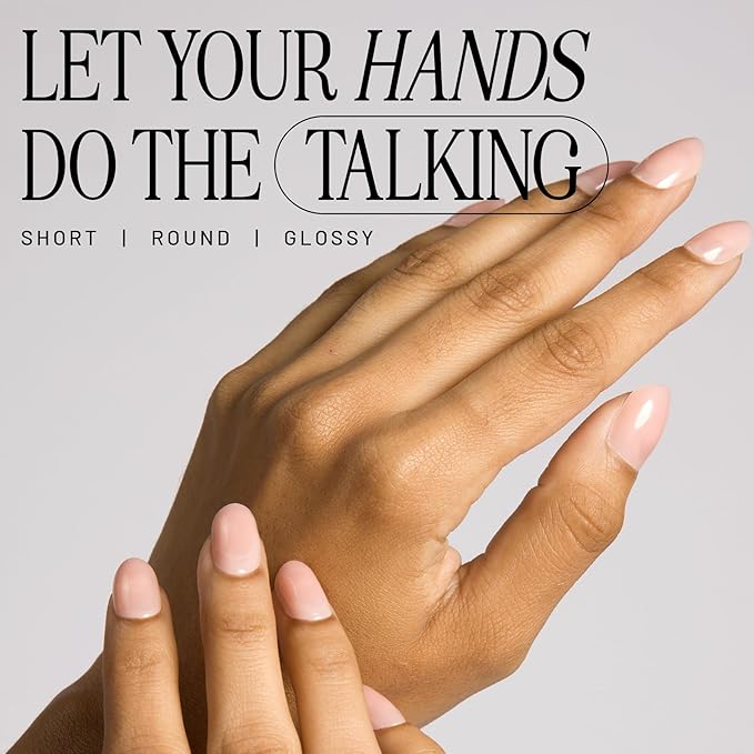 Lilac St - Press on Nails, Sheer Chemise (30 Nails, 15 Sizes) - Short, Round, Glossy, Opaque - Brush-On Nail Glue, Nail File, Cuticle Stick, Prep Pad - Reusable - Cruelty Free, Vegan, Women Founded