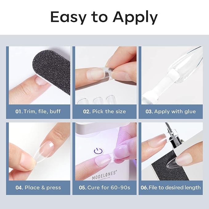 Modelones Medium Almond Nail Tips 510Pcs Clear False Acrylic Almond Press on Nails Pre-shape Full Cover Fake Extension DIY at Home 15 Sizes