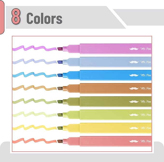 Mr. Pen- Aesthetic Highlighters, 8 Pack, Chisel Tip, Autumn Colors, Cute Highlighters Assorted Colors