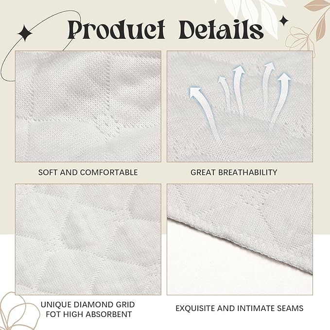 Toulite 10 Pcs Cotton Bra Liners 3 Layer Rectangle Under Bra Pads Sweat Liners for Women Sweating Supplies