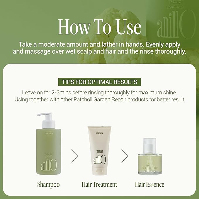 ANILLO Patchouli Garden Damage Repair Shampoo - Korean Hair Care Nourishing Shampoo for Men & Women w/Patchouli Leaf Water, Protein Complex & Green Herb Complex - Vegan Scalp Cleanser (15.22 fl.oz)