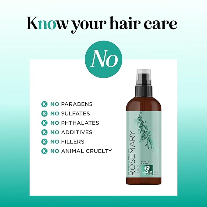 Rosemary Water Spray for Hair & Scalp - Biotin Rosemary Rice Water Spray with Nourishing B Vitamins Ginseng Extract and Peppermint Oil - Dry Hair & Scalp Treatment - Vegan & Cruelty-Free (4 Fl Oz)