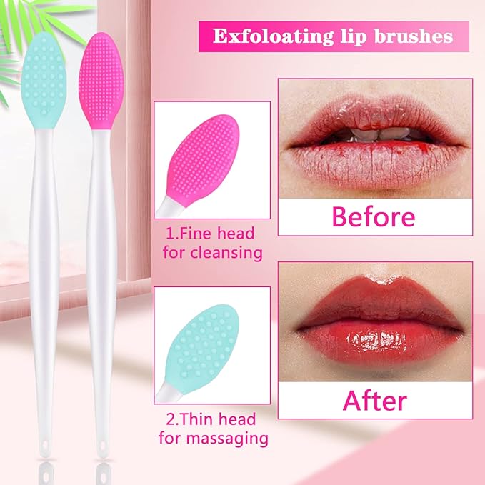 6pcs Silicone Face Brush Set, 2PCS Silicone Face Applicator Brush, 2PCS Exfoliating Lip Brush, 2PCS Silicone Face Cleaning Brushes Pad,Blackhead Face Exfoliator Skin Care Tool for Women Men