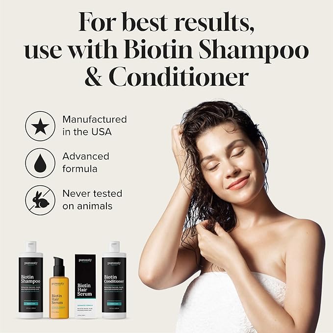 Biotin Hair Growth Serum Advanced Topical Formula To Help Grow Healthy, Strong Hair Suitable for Men and Women of All Hair Types Hair Loss Support By Pureauty Naturals 2 Fl Oz (Pack of 1)