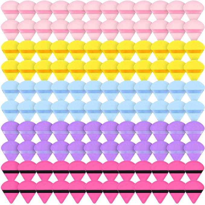 Skylety 120 Pieces Powder Puff Soft Triangle Makeup Puff Sponge Beauty Puff for Loose Powder Cosmetic Foundation Blender Dry Contouring Tools Women Thanksgiving Christmas Gift, 5 Colors (Bright Color)