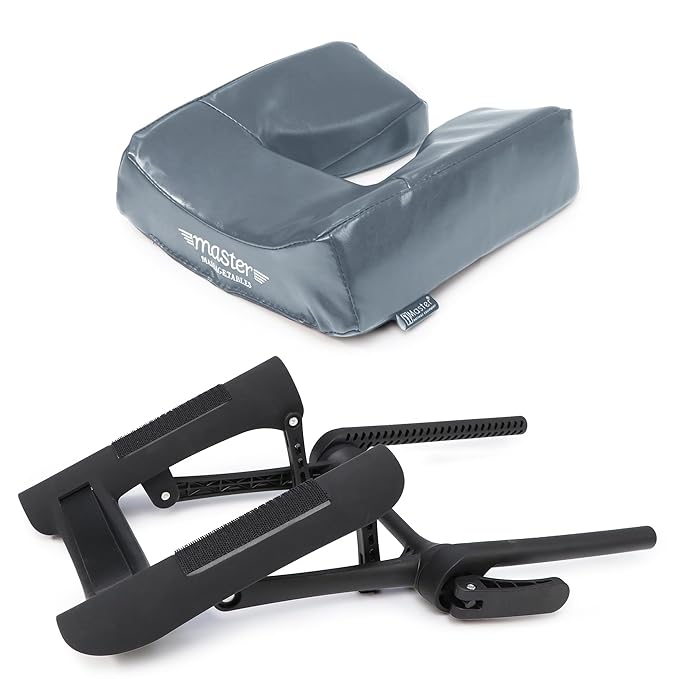 Master Massage Deluxe Adjustable Ergonomic Dream Face Cradle and Ergonomic Dream Face Cushion Pillow with Memory Foam - Massage Table-Massage Chair Headrest Platform Set- (Royal Blue)