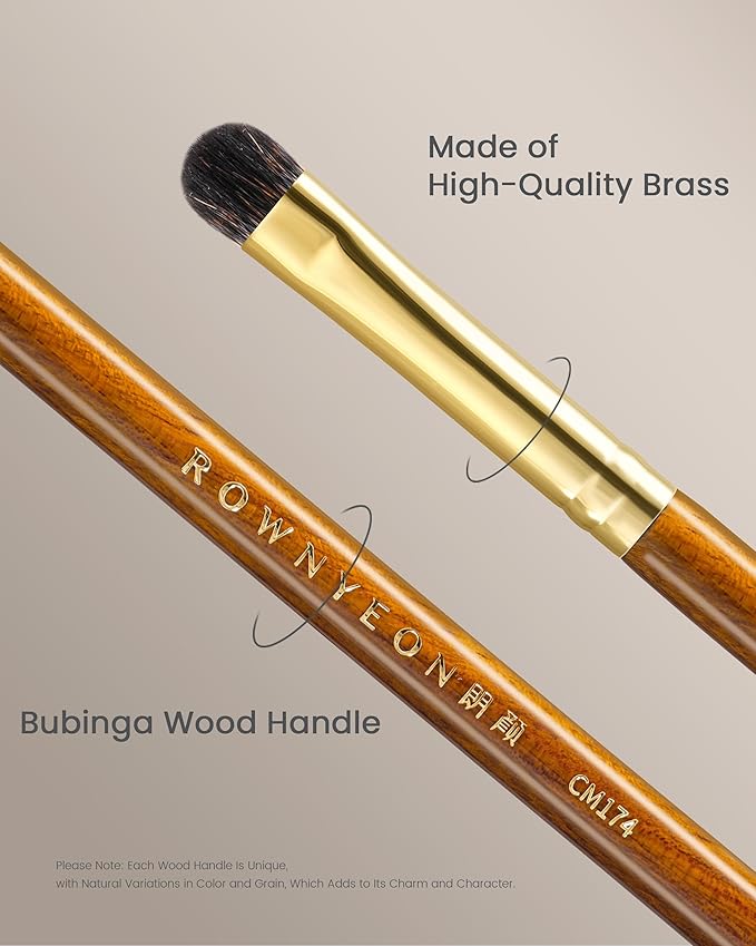 Desert Oak Series Blend-Sculpt Eyeshadow Brush - Contoured Crescent Head for Crease Work, Hypoallergenic Squirrel & Goat Hair Blend, Bubinga Bubinga Handle (CM 174)