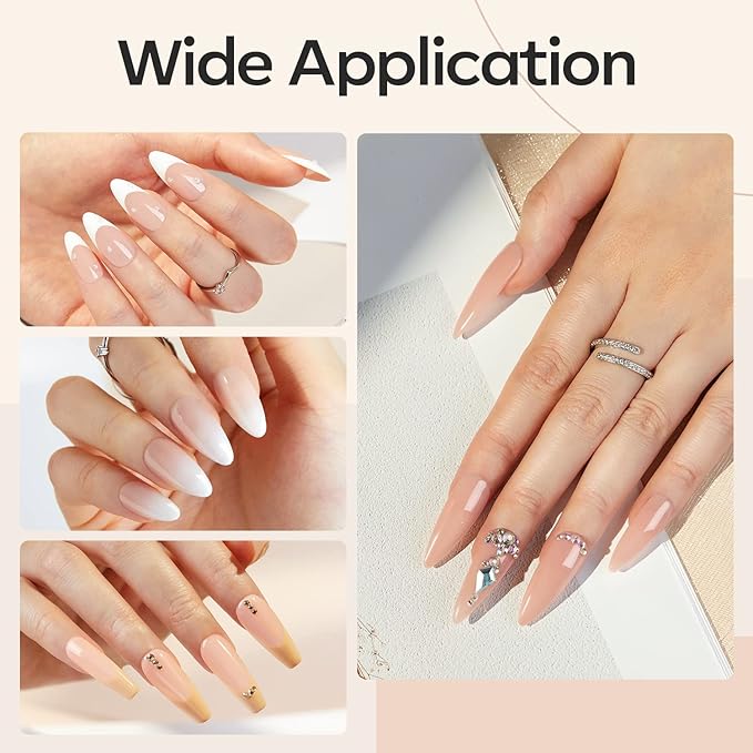 modelones 8-in-One Builder Nail Gel, Neutral Nude Builder for Thickening, LED Lamp Cured Hard Strengthener Extension Color Base Rhinestone Glue Gel Polish in a Bottle for DIY Home Salon