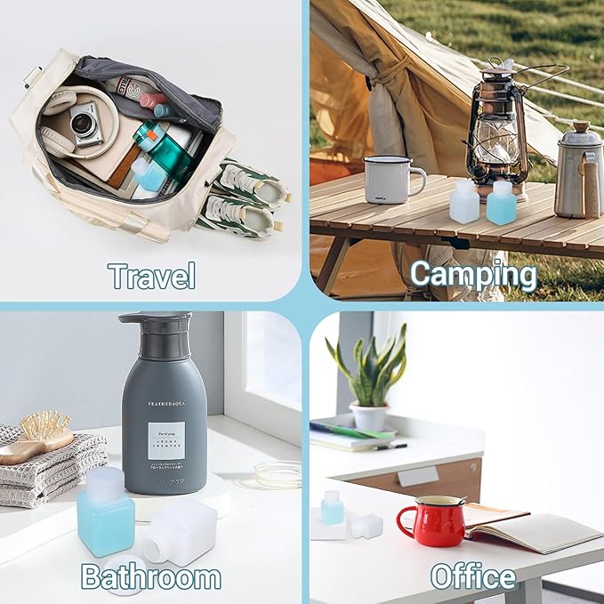 2oz/60ml Leak Proof Plastic Bottles with Caps for Liquids Sample, Reusable Small Bottles Containers for Travel, Camping and Hiking (Translucent, 10 Pcs)