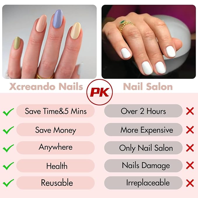 Neon Green Press on Nails Short Almond Fake Nails Press ons Neon Thick Solid Color Glue on Nails Short False Nails Medium Almond Nails Oval Round Shaped for Women 24Pcs