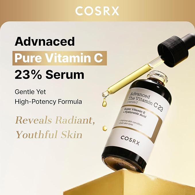 COSRX Advanced Pure Vitamin C 23% Serum with Vitamin E & Glutathione (Renewal), Korean Vitamin C Serum for Fine Lines, Uneven Skin Tone & Dull Skin, 0.67oz, Korean Skin Care, Stocking stuffers
