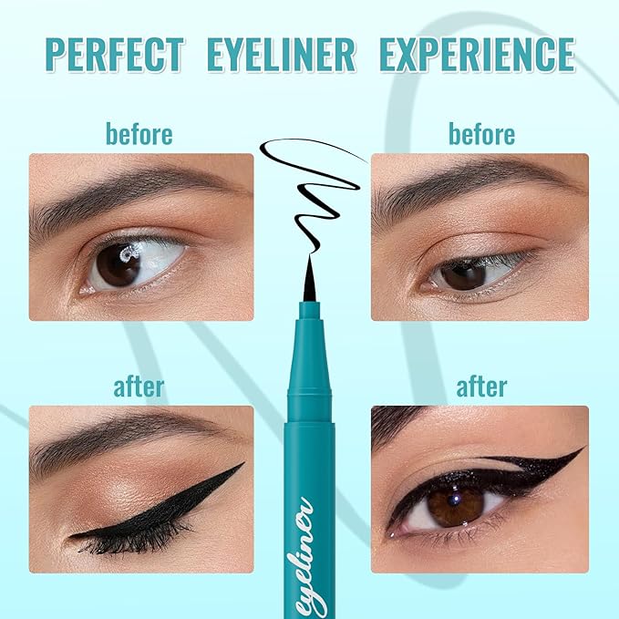 QIC Liquid Eyeliner,Waterproof Liquid Eye Liner, Long-Wearing,Smudge-Proof， Ultra-Smooth, Eyeliner Pen, Vegan Formula,Ultra-Fine Nib,Black