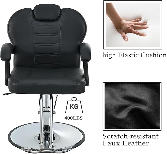 Hair Salon Chair, Styling Reclining Barber Chair,Seat Height 37.4-41.7", Heavy Duty Hydraulic Pump,Adjustable Barber Chair Beauty Shampoo Barbering Chair for Hair Stylist Spa