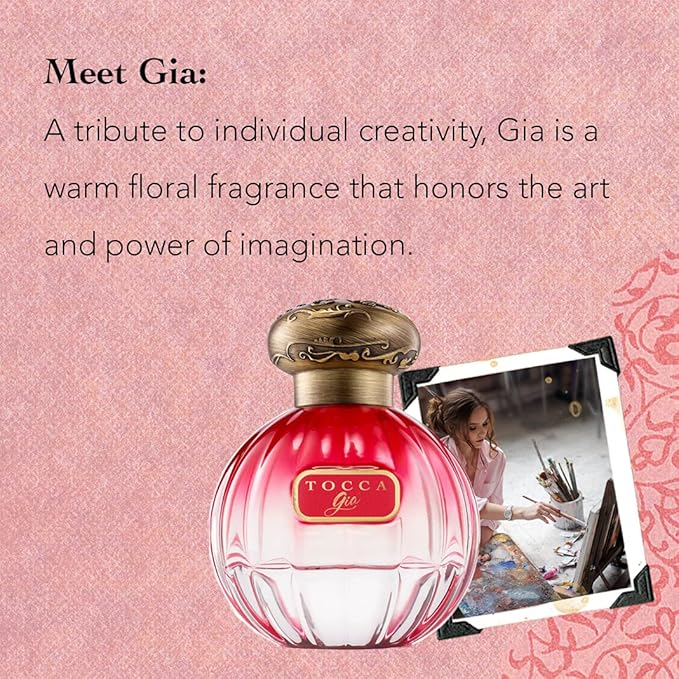 Tocca Women's Perfume, Gia Fragrance, 1.7oz (50 ml) - Warm Floral, Pink Peppercorn, Tangerine, Turkish Rose - Hand-Finished Bottle