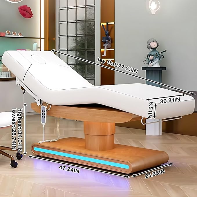 Massage Table - Electric Massage Table with Multifunctional Lifting,Spa Treatment Bed with Towel Rack for Beauty Salon