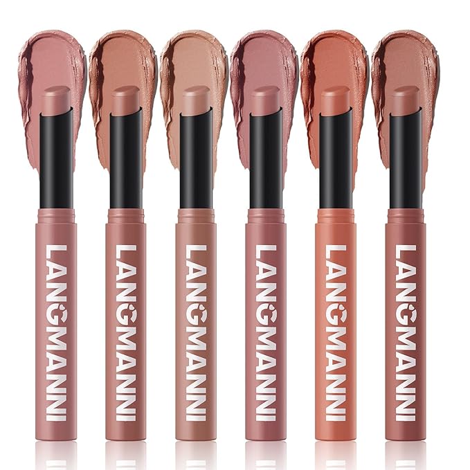 Matte Lipstick for Women Lipstick Matte Set with Retractable and Long-Lasting Pigmented Lip Sticks for Smoothly Lip Makeup (6 Pcs Light Color Series)