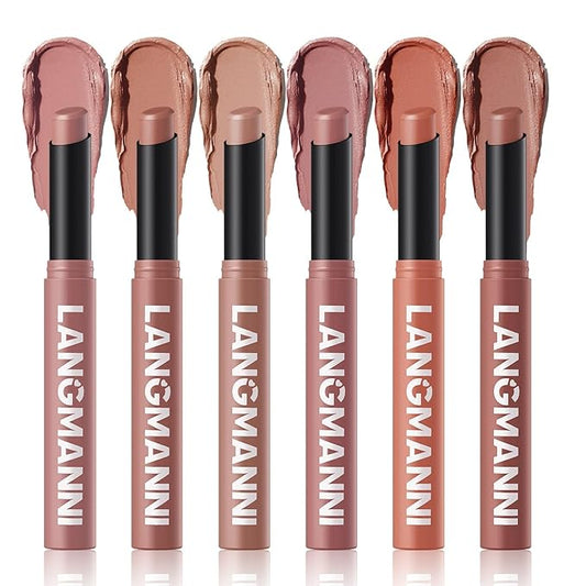 Matte Lipstick for Women Lipstick Matte Set with Retractable and Long-Lasting Pigmented Lip Sticks for Smoothly Lip Makeup (6 Pcs Light Color Series)