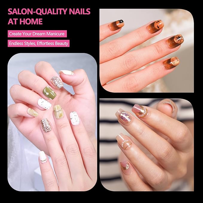 Short Square Nail Tips 504PCS, Clear Acrylic Full Cover Gel Press on Nail Tips for DIY Salon, 12 Sizes Pre-Shaped False Nails with Glossy Finish, Professional Manicure Kit & Easy Application